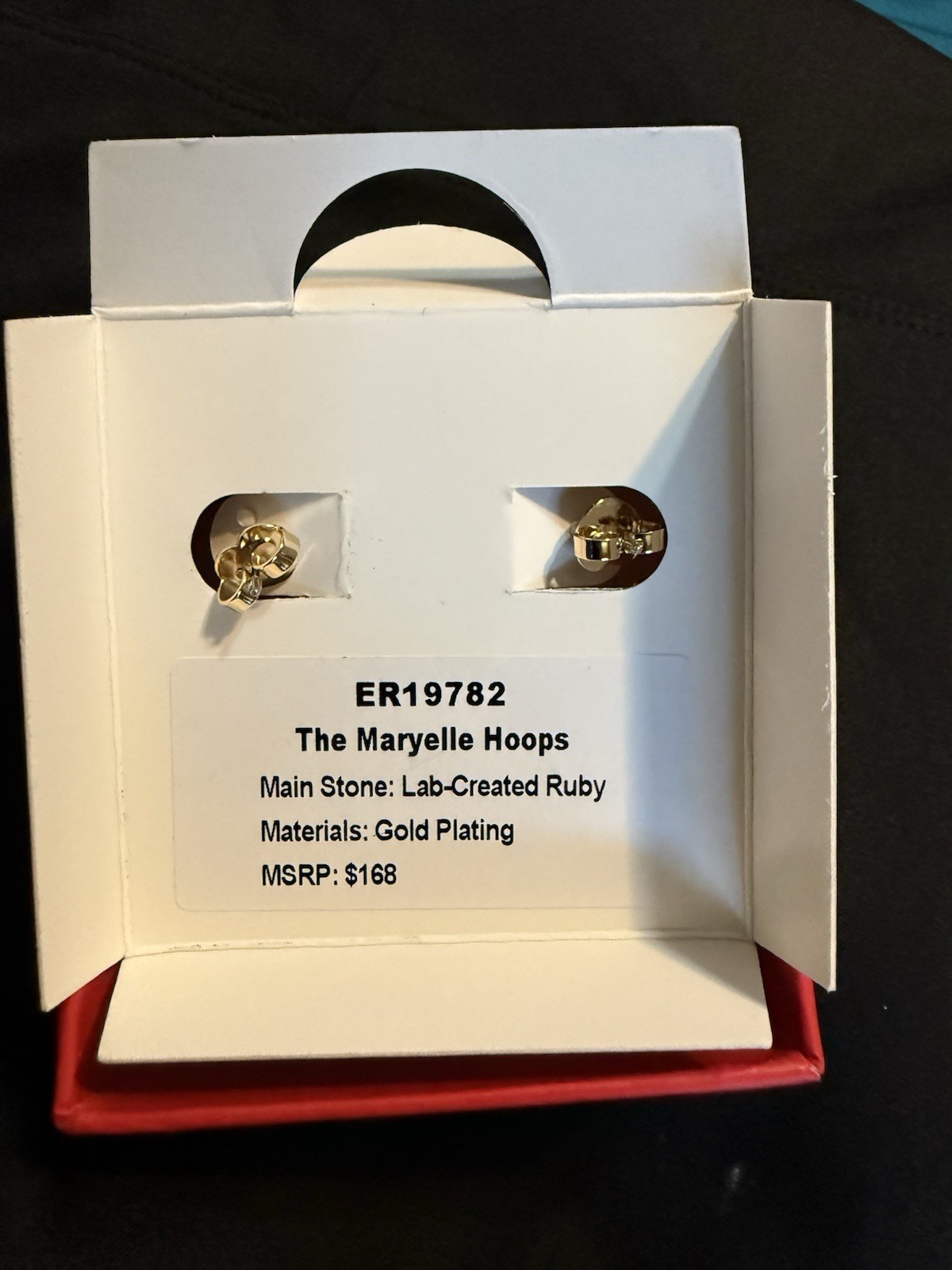 BP Maryelle Hoop Earrings Lab-Created Pink Ruby Baguette Gold Plated July 2026