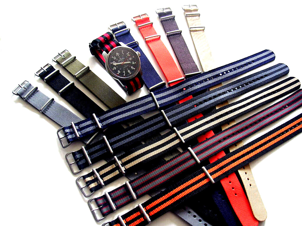 24mm Black NATO G10 Nylon Military watch band strap Bonded IW SUISSE 18 20 22mm