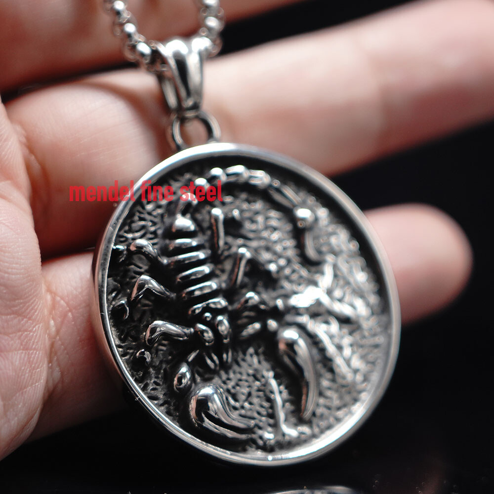 MENDEL Gold Plated Mens Zodiac Scorpio Scorpion Pendant Necklace Stainless Steel
