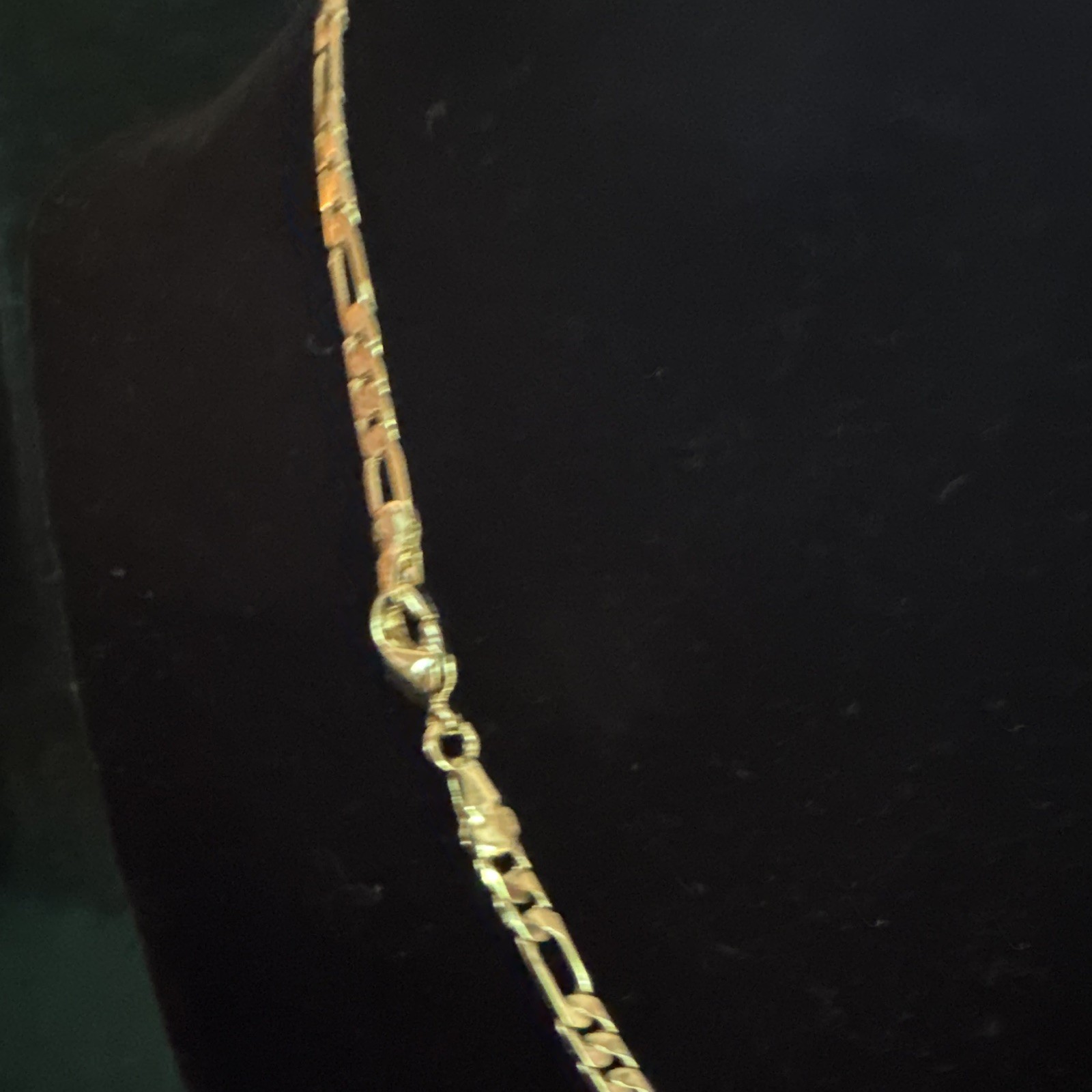 Yellow Gold Filled Figaro Chain Necklace w Cross Pendant Lobster Clasp