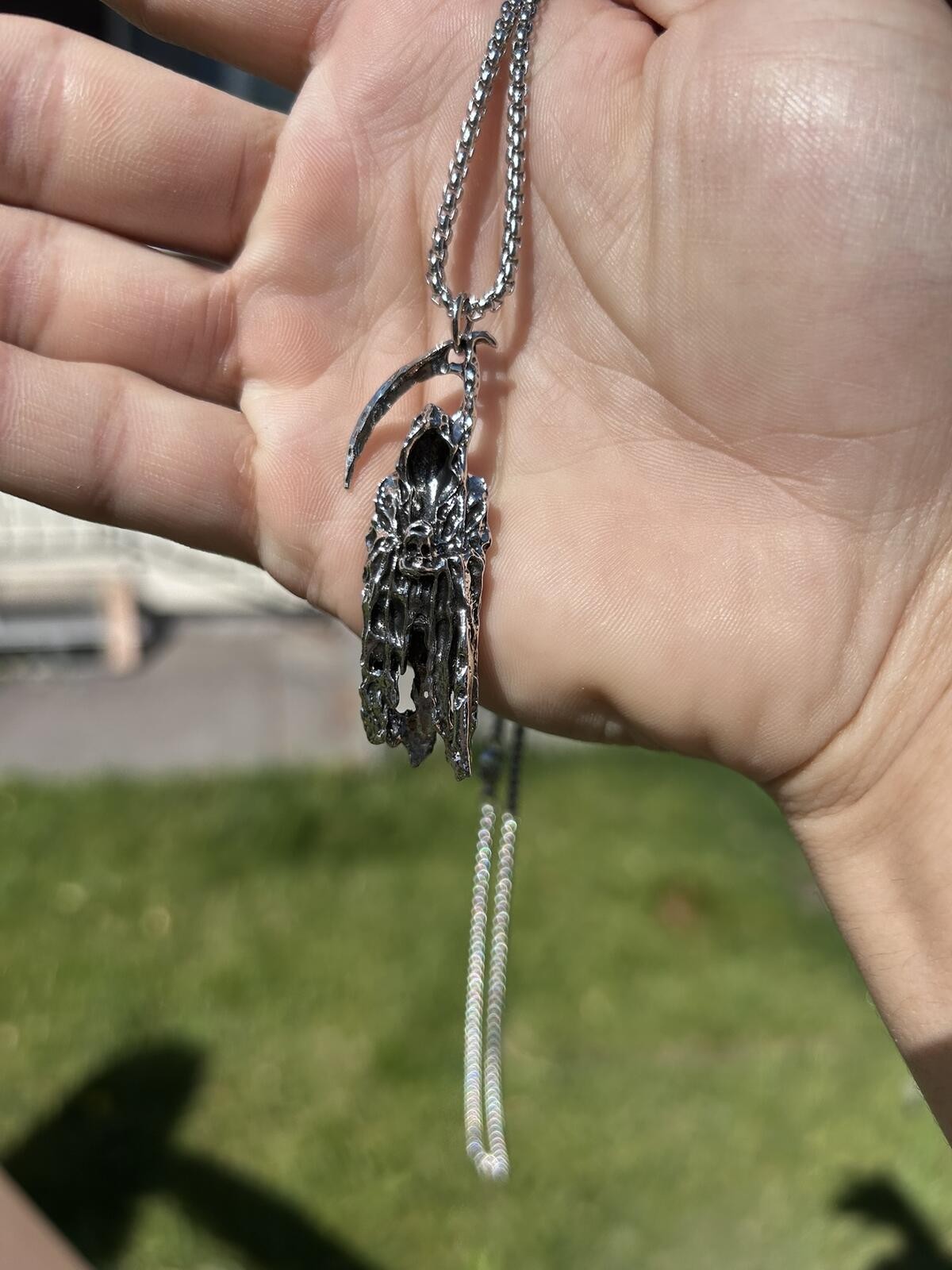 Lot of 3 Silver-Tone Gothic Pendant Necklaces