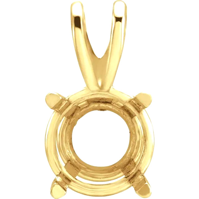 10K Yellow Gold Round Pre-Notched Pendant Setting Solitaire Mount 4mm-11mm