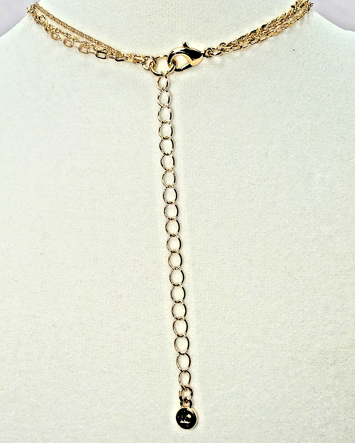 LC Lauren Conrad Gold Layered Paperclip Chain Necklace Set Blue Stone Pendant
