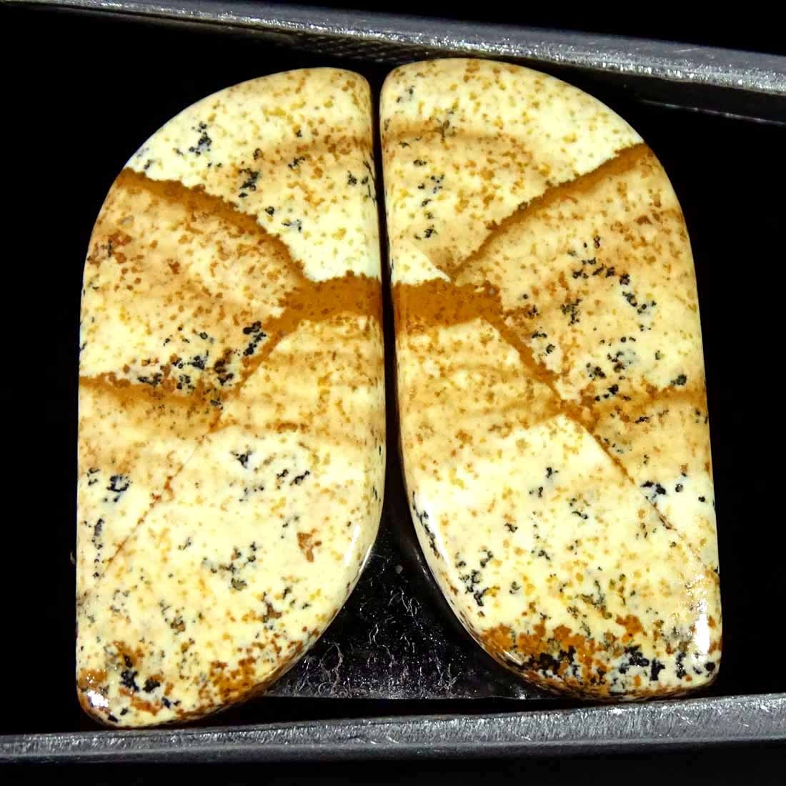 16.10Cts Natural Picture Jasper Cabochon Loose Gemstone Pair 11x23x3mm Fancy