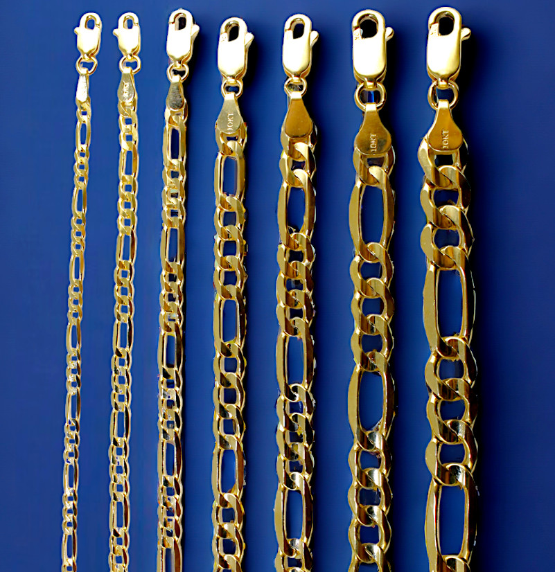 10K Yellow Gold SOLID Figaro Necklace Bracelet Chain Italian Real 2-11mm 7″-30″
