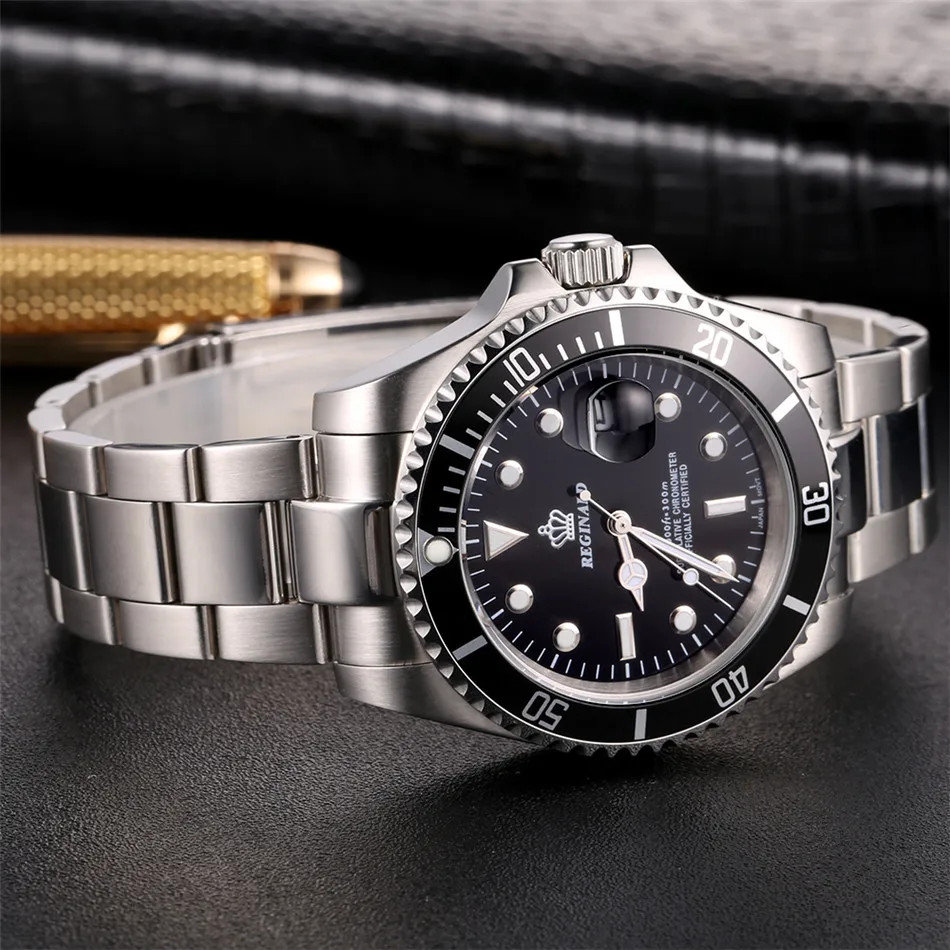 Men’s Sport Watch Rotatable Bezel GMT Sapphire Date Stainless Steel reloj hombre