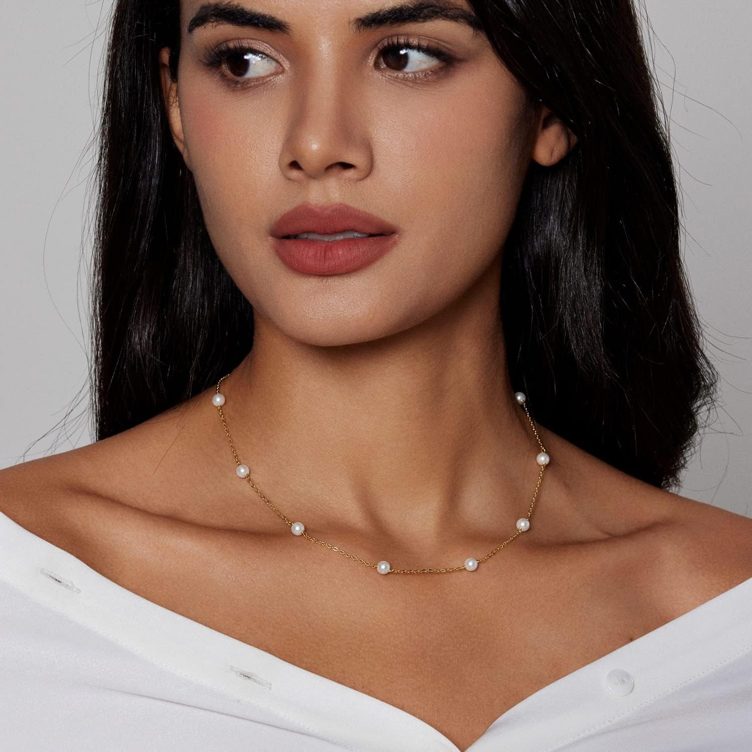 Timeless 4MM Gold Satellite Pearl Necklace – Dainty Bridesmaid & Everyday Wear