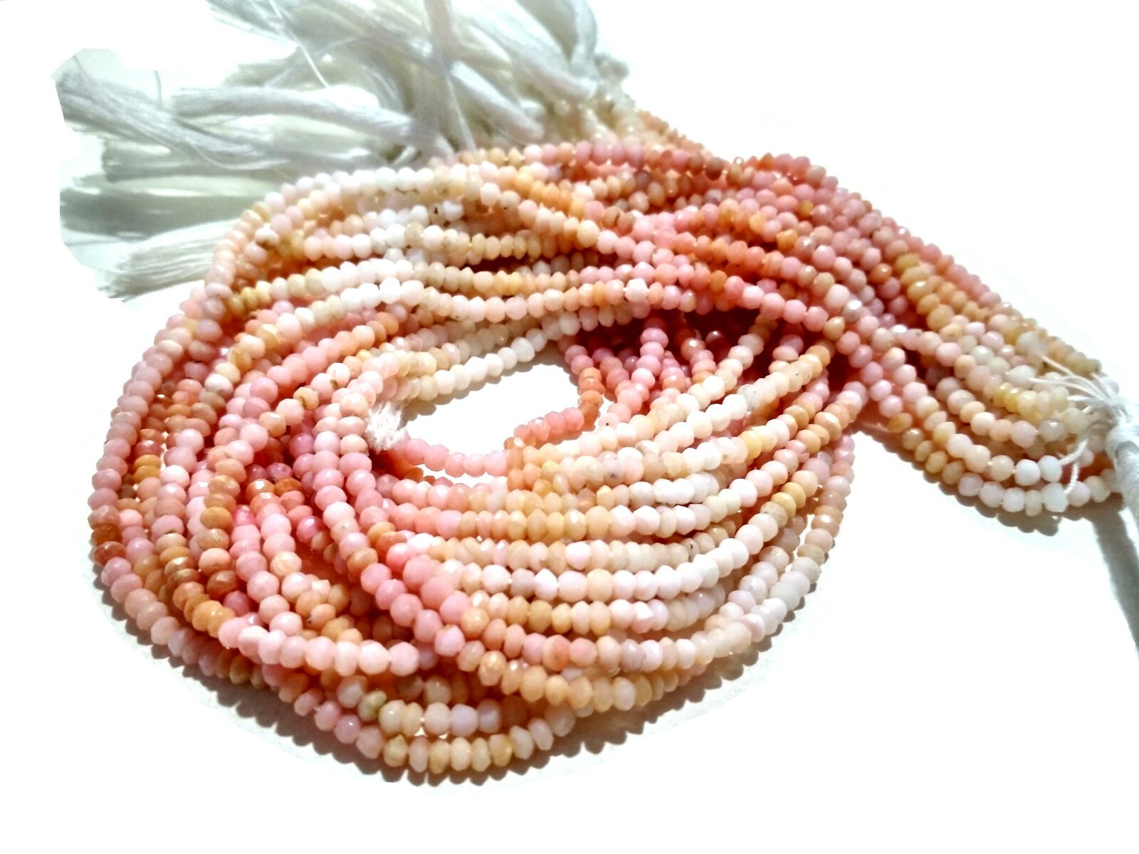 5 Strand Natural Pink Opal Shaded Rondelle Faceted 3-3.5mm Loose Beads 12″inch
