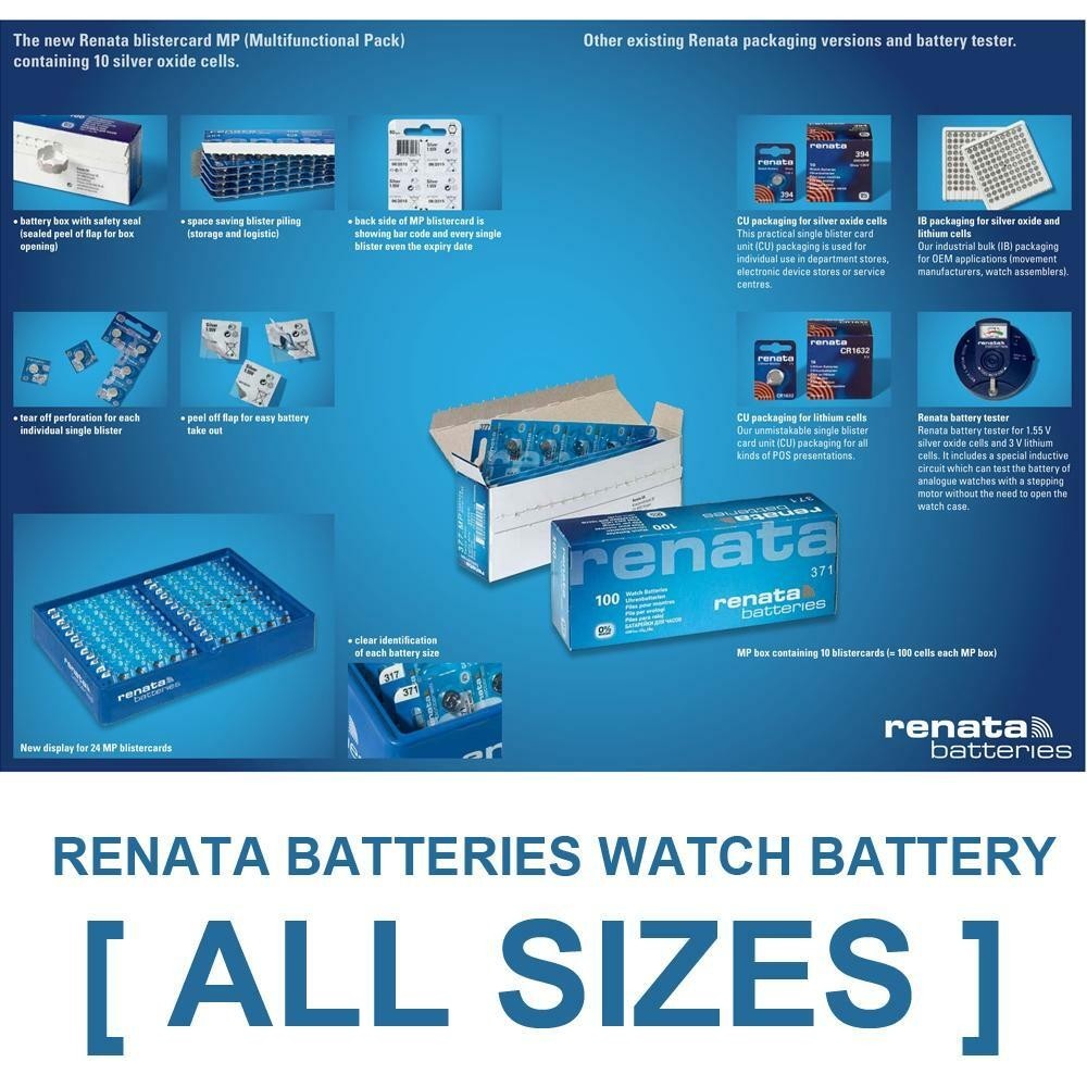 Renata Watch Battery MP 364, 371, 377 1.55V Silver Oxide Swiss Made Bundle Offer