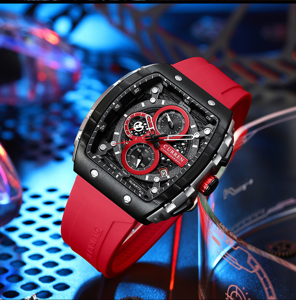 CURREN Men Sport Watch Brand Silicone Wristwatch Big Case Male Quartz Watches