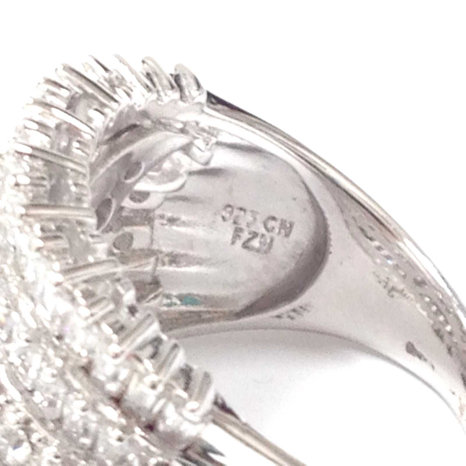FZN Fuzion Creations Sterling Silver Clear CZ Wide Band Ring Size 8.75 Jewelry