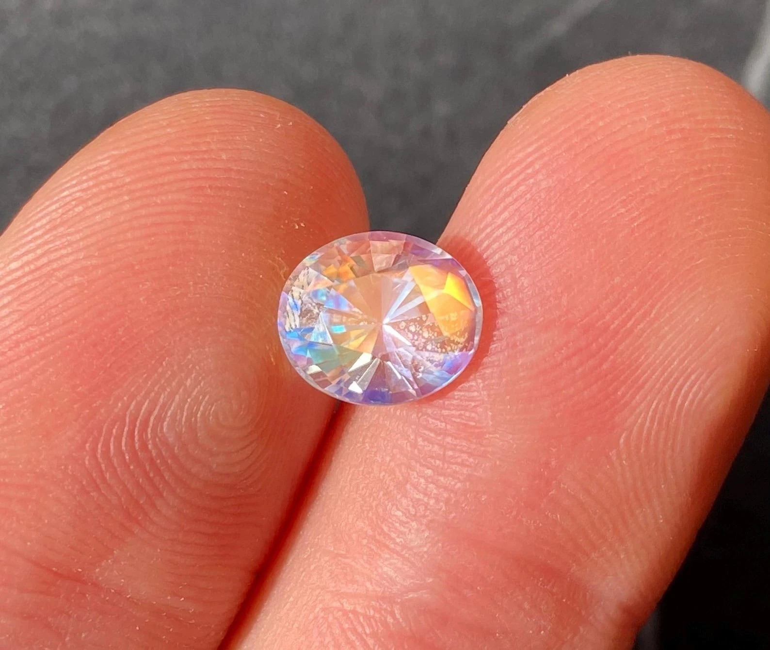 Oval Cut Natural Rainbow Color Moonstone 5 Carat Certified Loose Gemstone