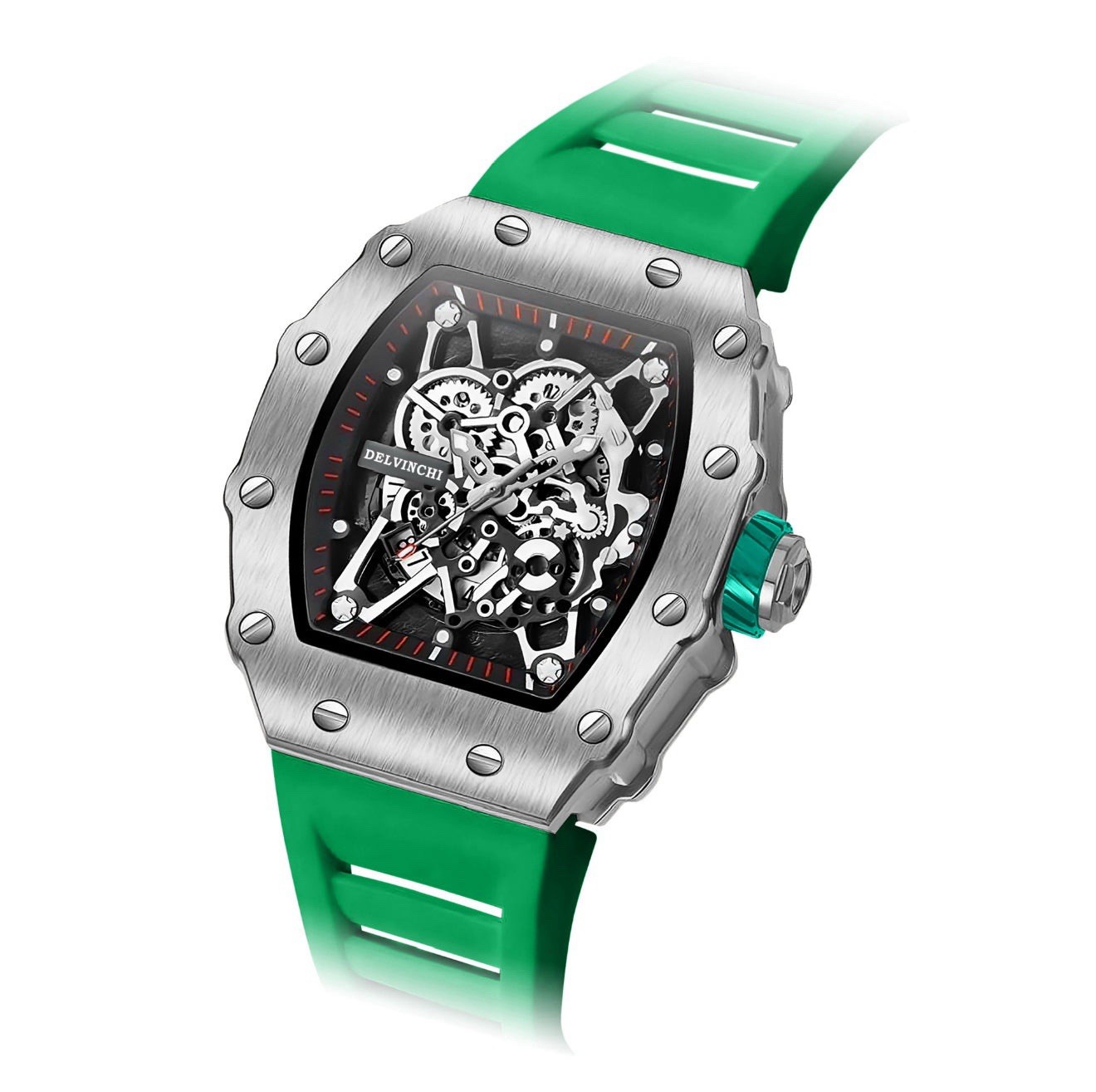 Mens Green & Silver Watch / Premium Stainless Steel Case – Two Year Warranty