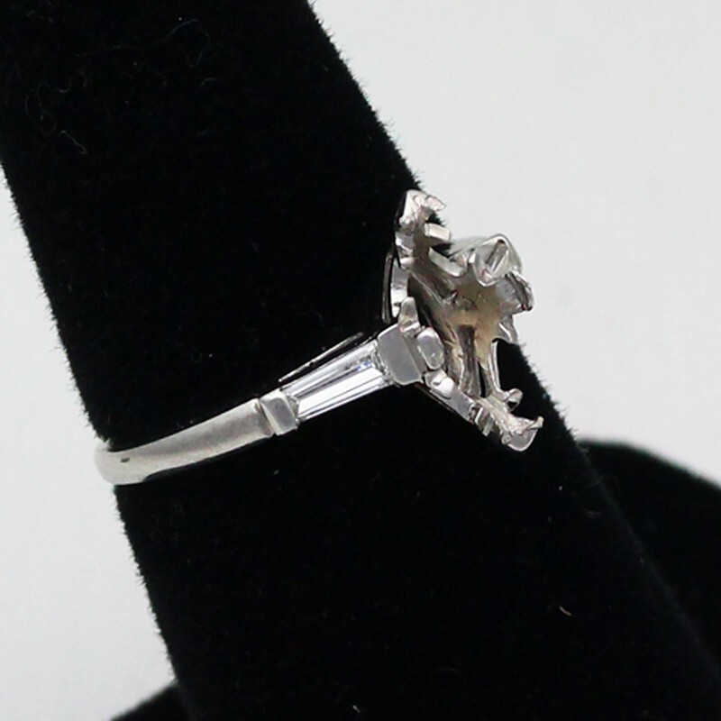 Platinum Empty Mounting & .30 cttw Tapered Baguette Diamond Ring – Size 5.75