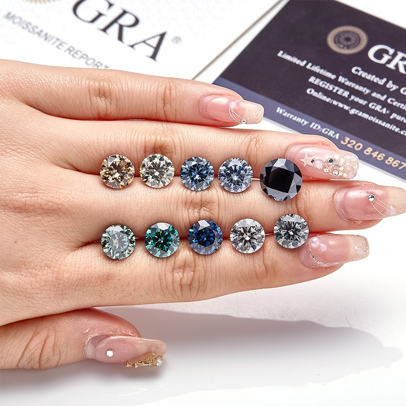 Original Color Loose Moissanite 3-12mm VVS1 Round Cut D Color GRA Certificate