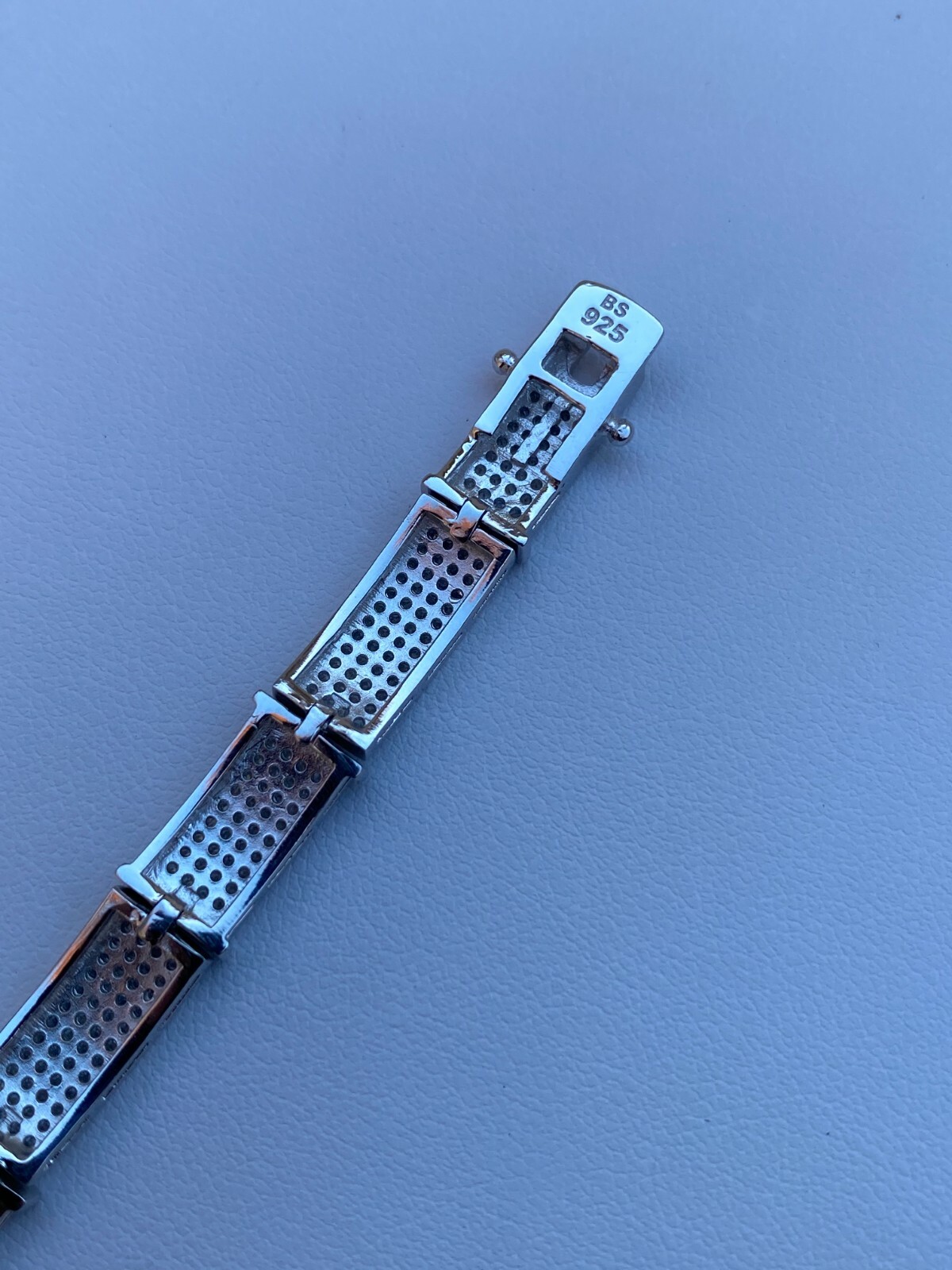 Real Solid 925 Sterling Silver Mens Iced Flooded Out Bracelet CZ Hip Hop Tennis