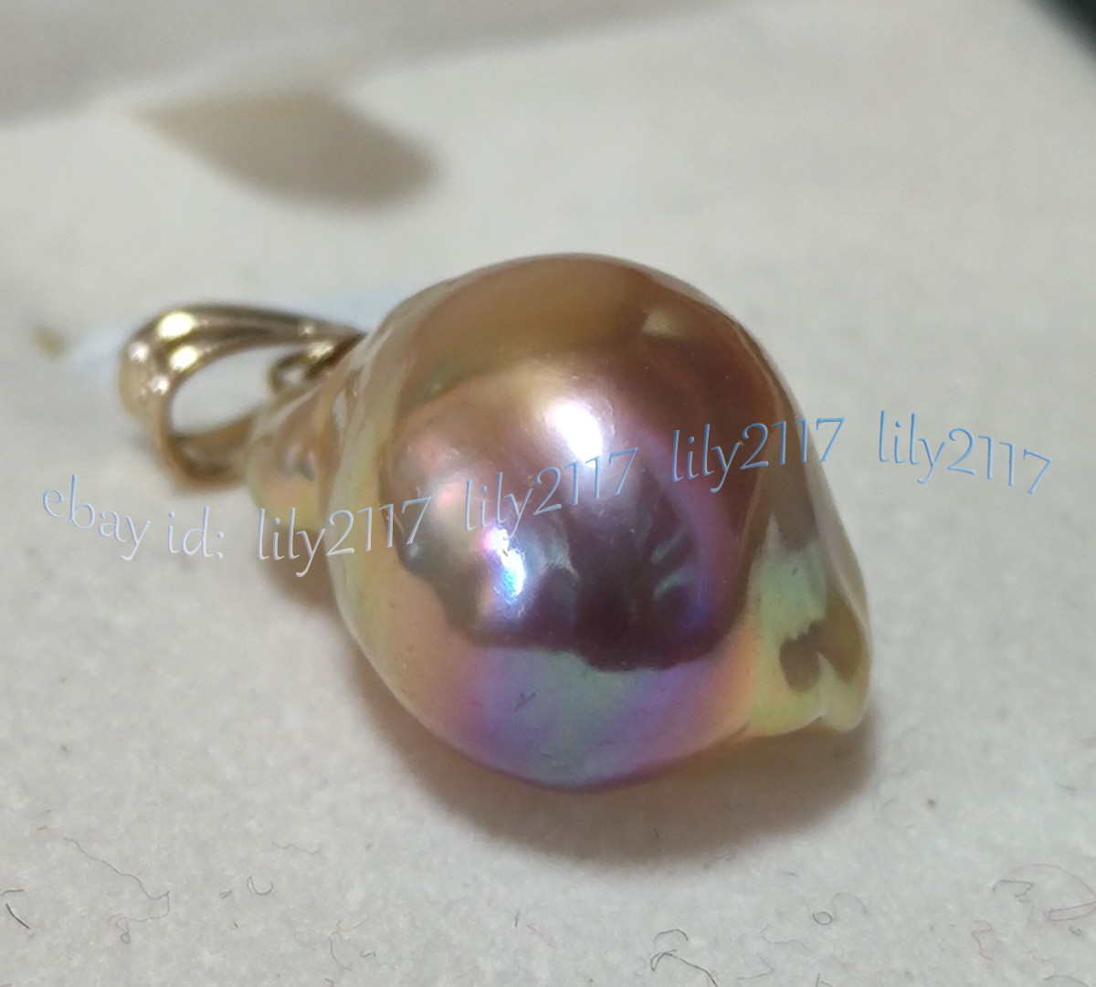 Huge 15-25mm Real Natural Multicolor South Sea Baroque Pearl Pendant 14k gold