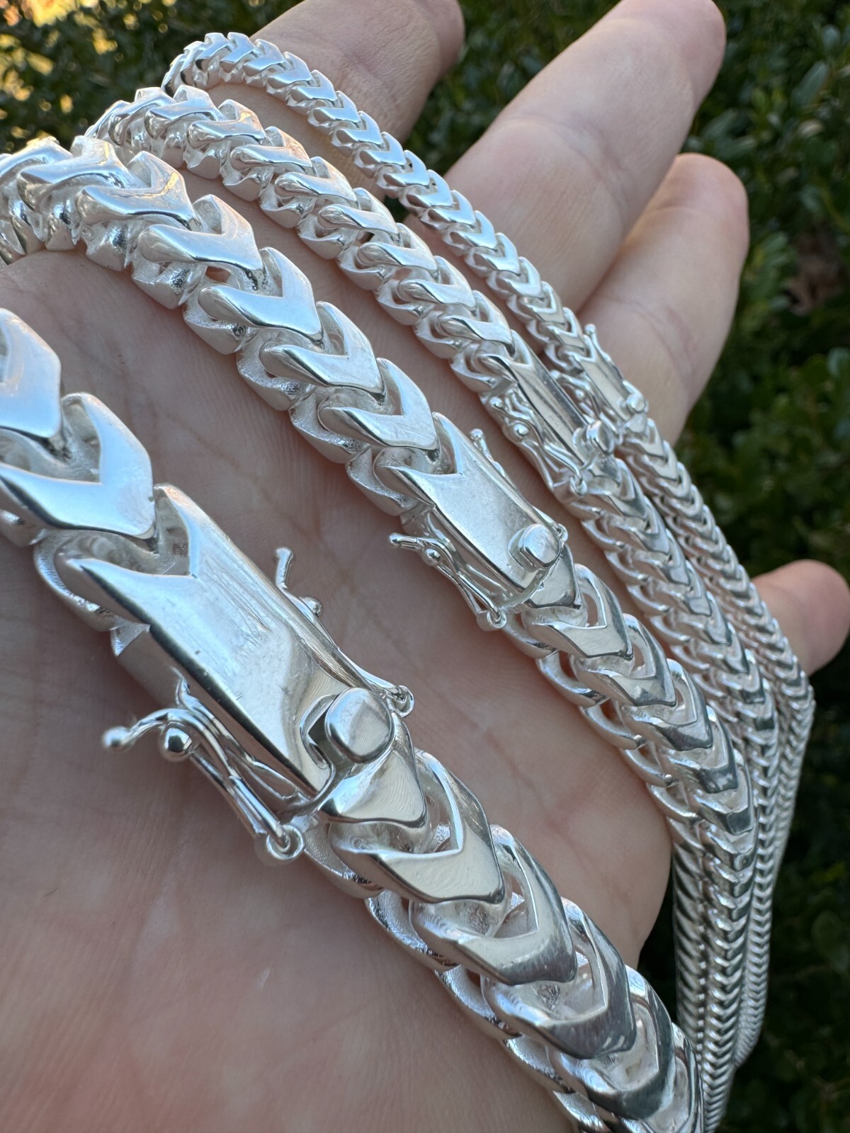 Handmade Franco Chain Necklace Real 925 Silver Box Clasp 4mm-10mm Thick Mens