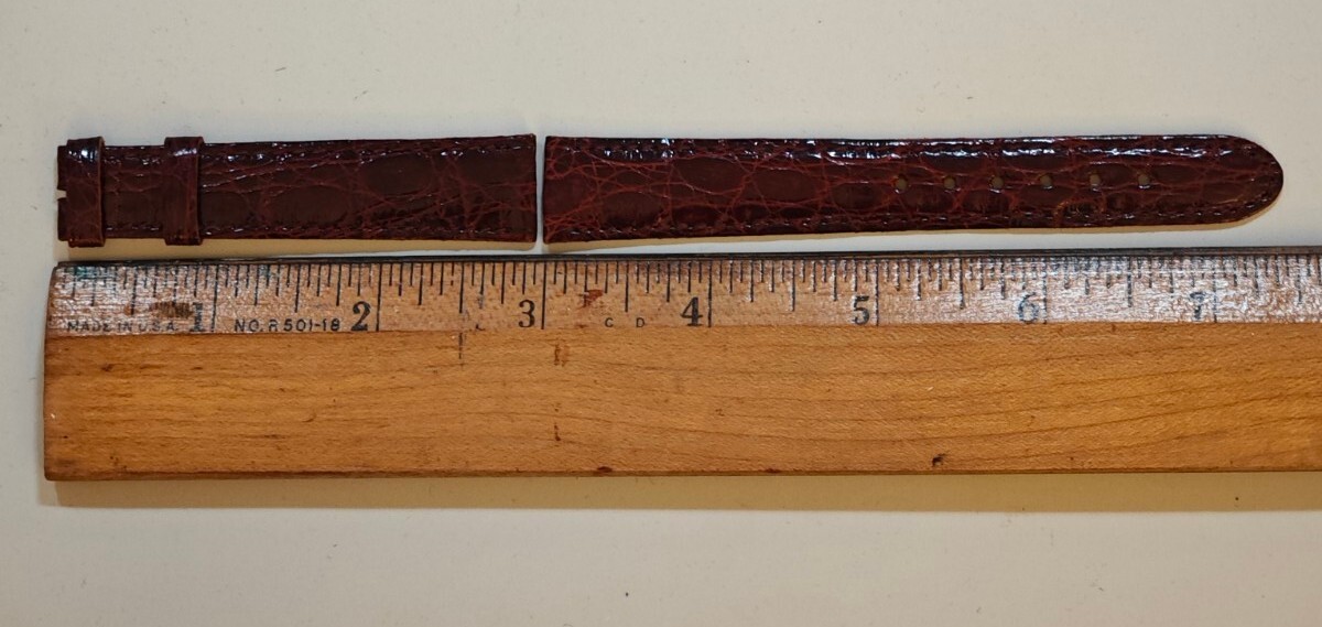 Vintage 16mm Regular Thin Burgundy Brown Crocodile ? Strap Suits Patek 16×14