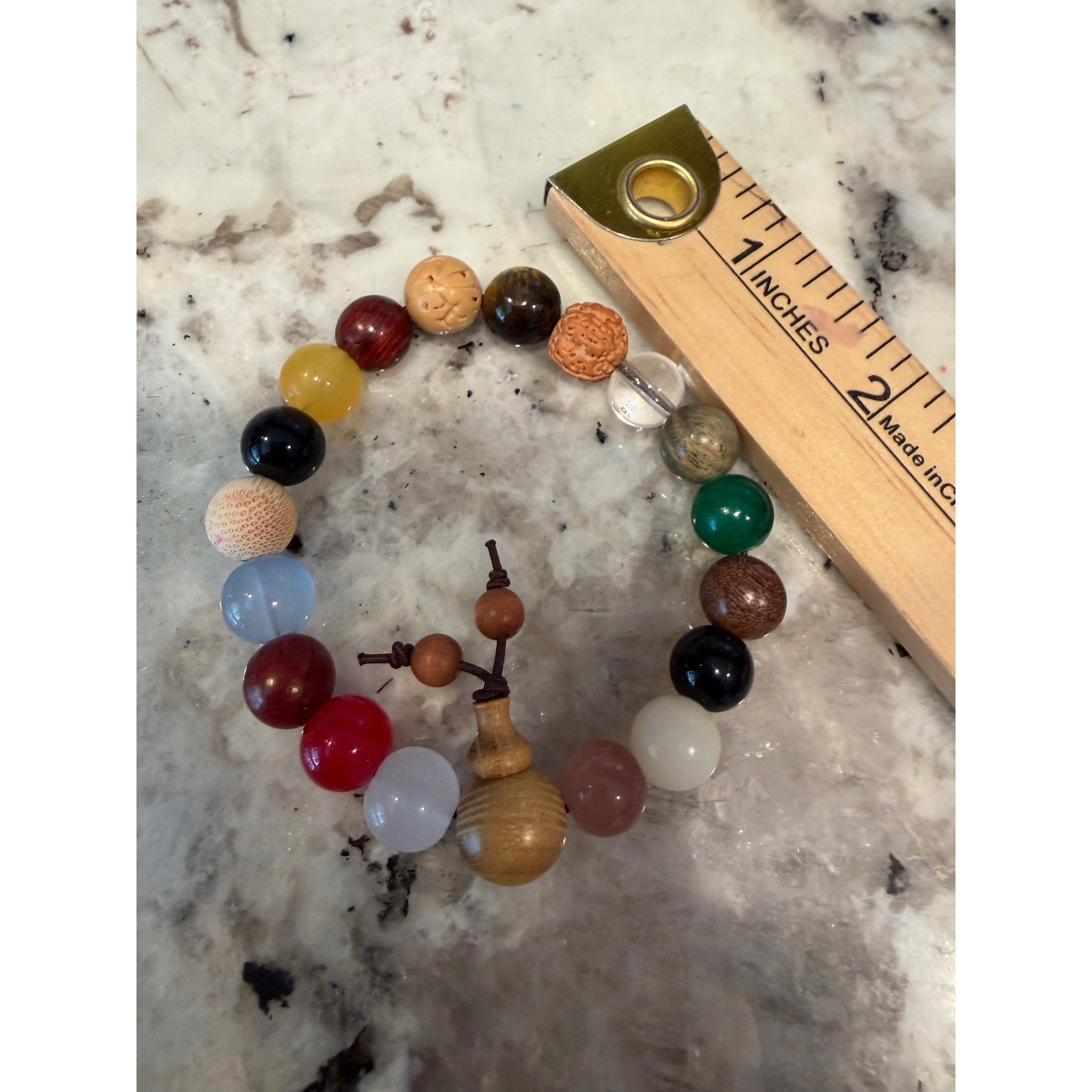 Beaded Bracelet Buddhist 18 seed Bodhi Mixed Stone Wood Jewelry buddha Good Luck