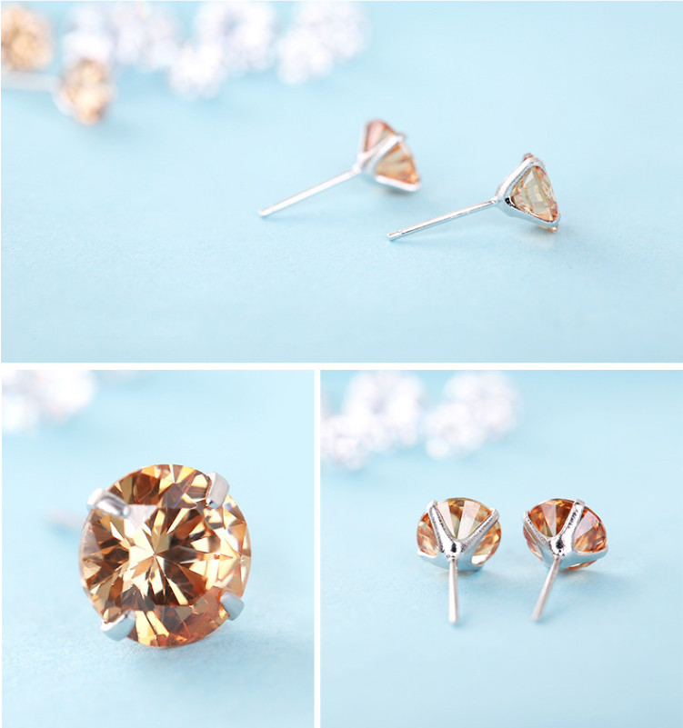 GENUINE SOLID 925 STERLING SILVER CUBIC ZIRCONIA STUD EARRINGS 2-8mm WOMEN PE24