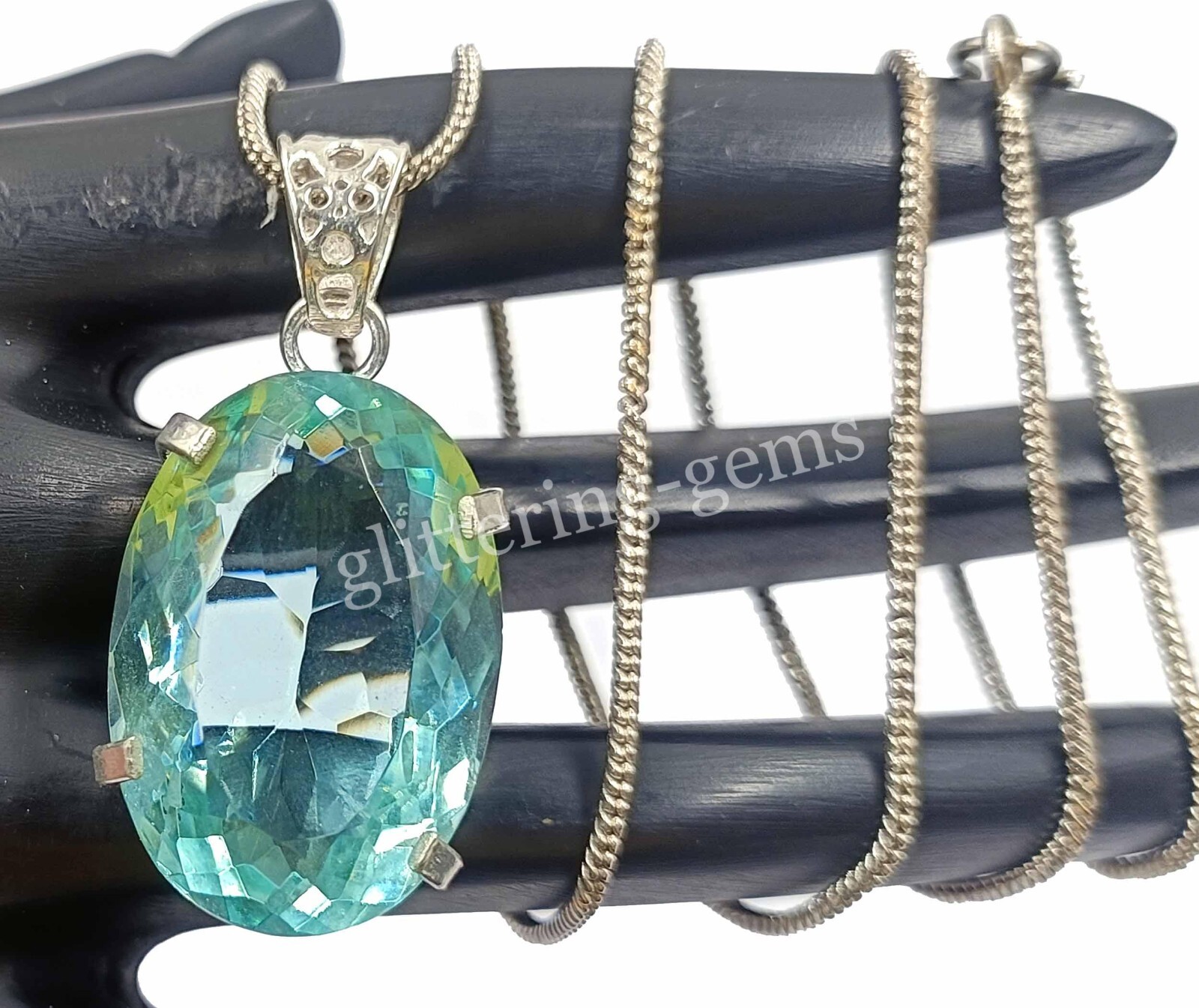 Natural IGL 66.65 Ct Oval Cut imperial Topaz 925 Solid Silver Pendant Gems NA