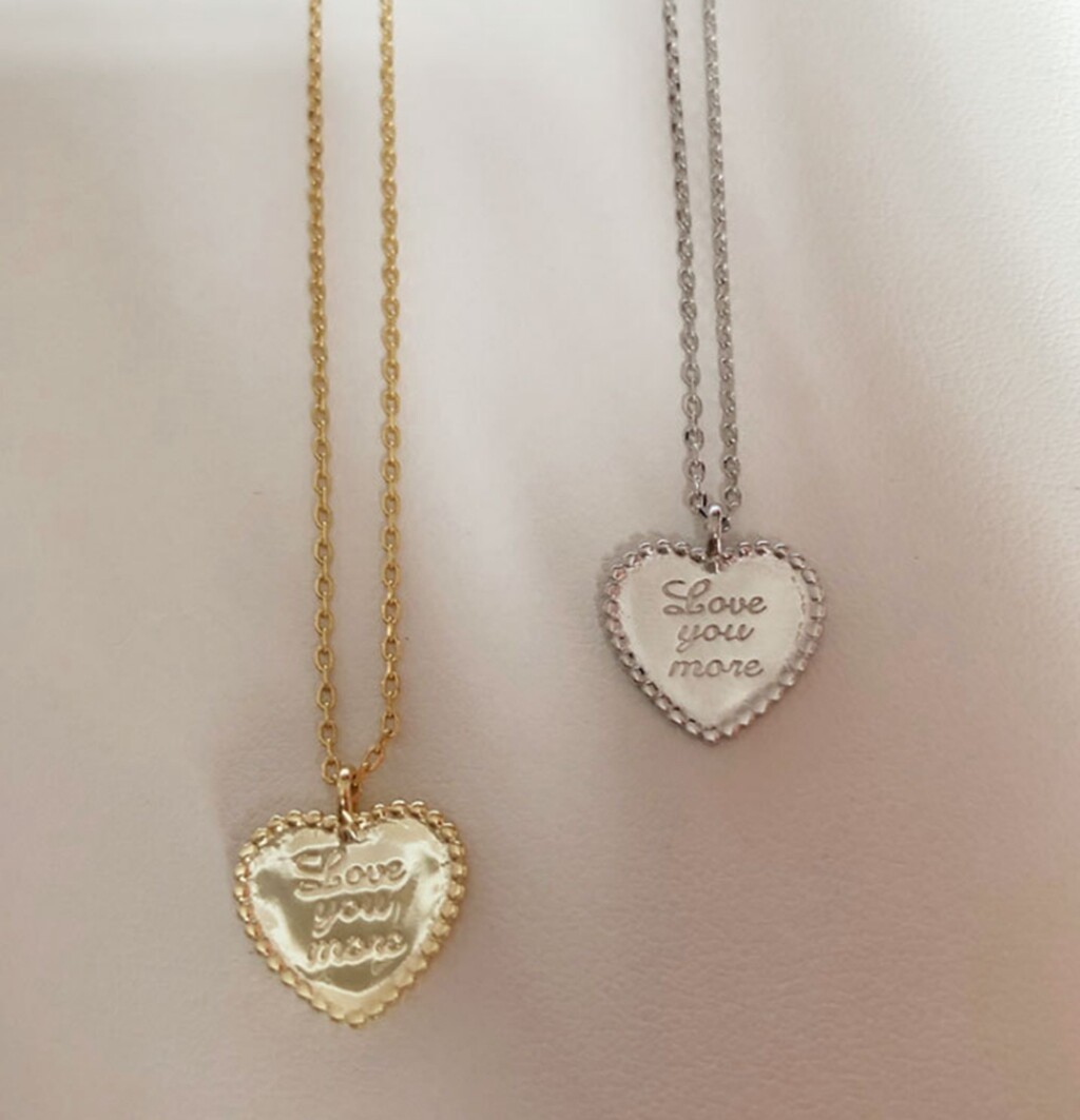 Fashion Women Love You More Gold Heart 925 Sterling Silver Necklace 15.75-17.5″