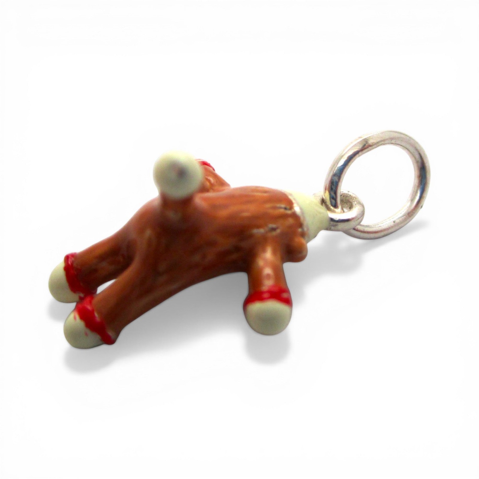 Sterling Silver SOCK MONKEY Charm for Bracelet PENDANT Hand-enameled CUTE!