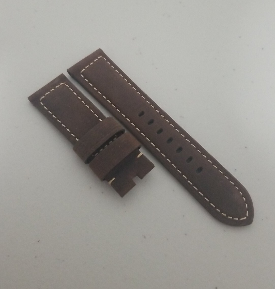 Panerai Watch 24mm Brown Assolutamente Leather OEM Suede Strap for Tang Buckle