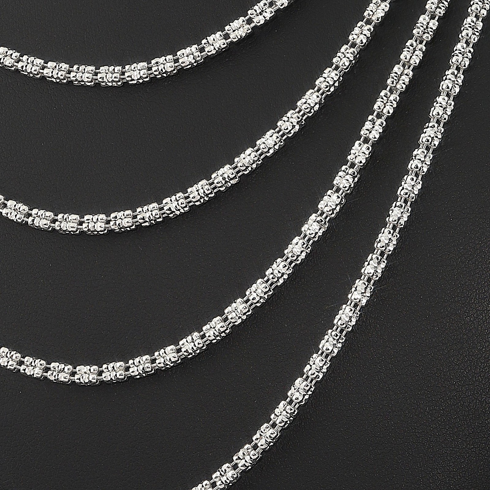Solid 925 Sterling Silver 3mm 4mm Diamond-Cut Ice Chain Italian Necklace 16″-24″