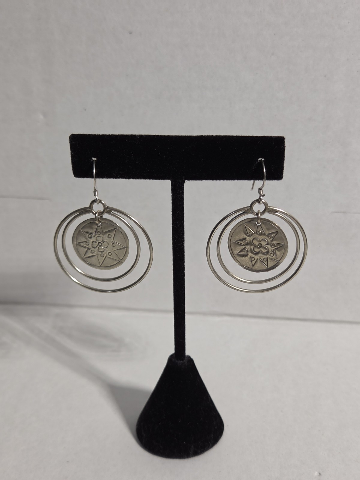 Vintage Berber Tuareg Silver 925 Earrings Engraved Ethnic Tribal Jewelry