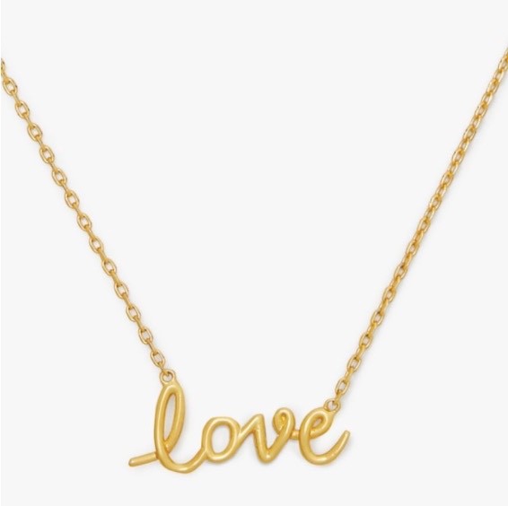 NWT KATE SPADE Say Yes Love Pendant Necklace Gold KI174 W DUST BAG $69