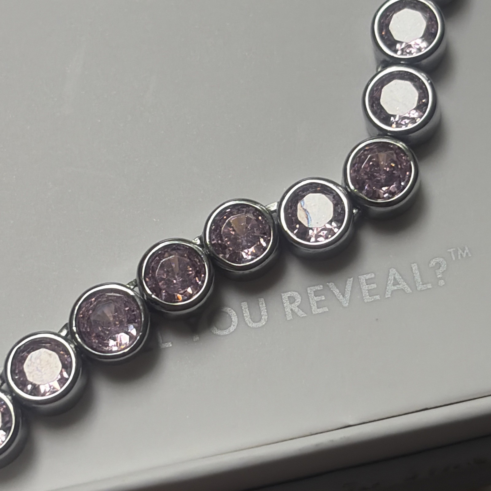 Bomb Party NK36920 “Yes, She’s Yours” Rose Quartz cz Hematite tennis necklace