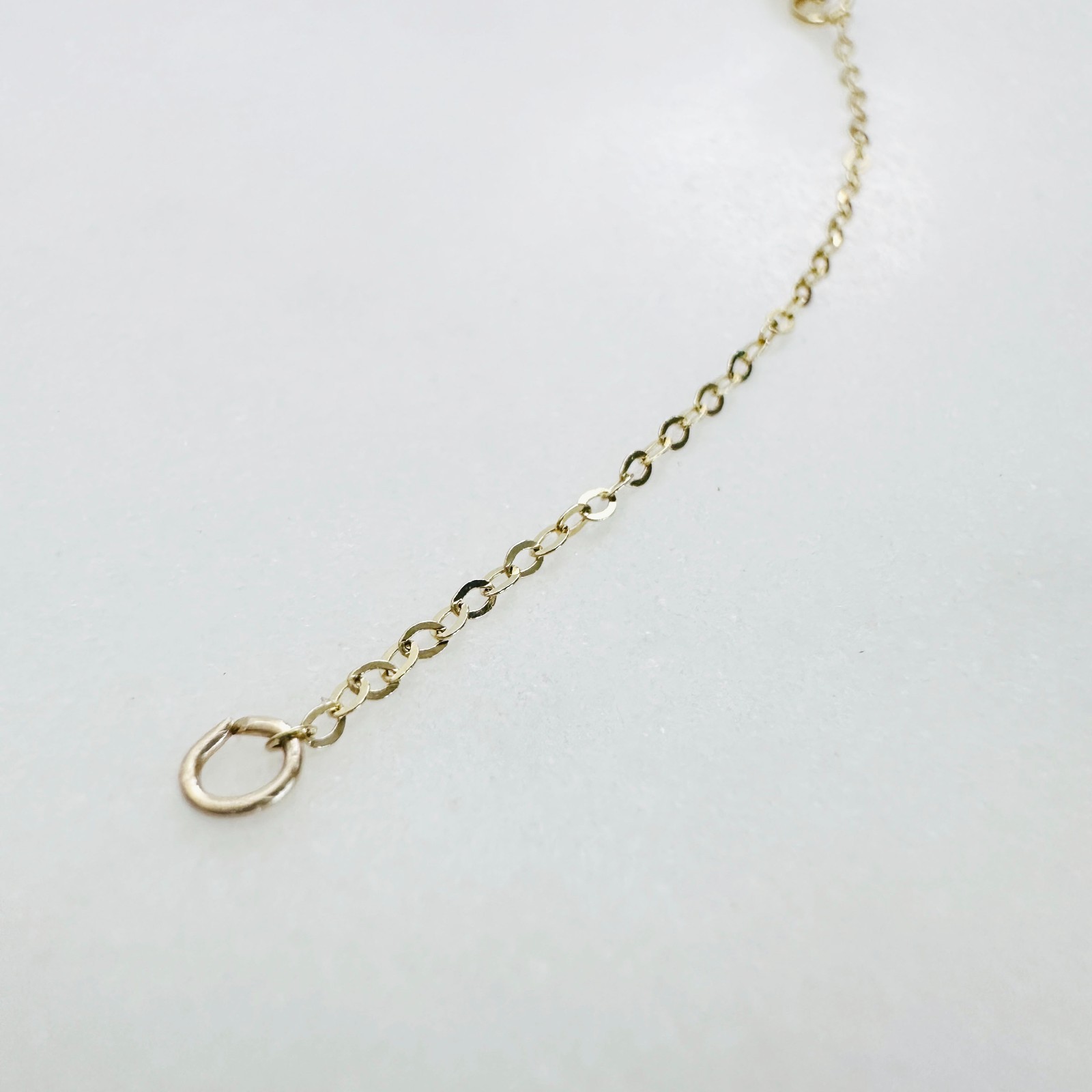 14K Solid Yellow Gold Thin Cable Link Safety Chain Extension Extender .9mm, 2.4″