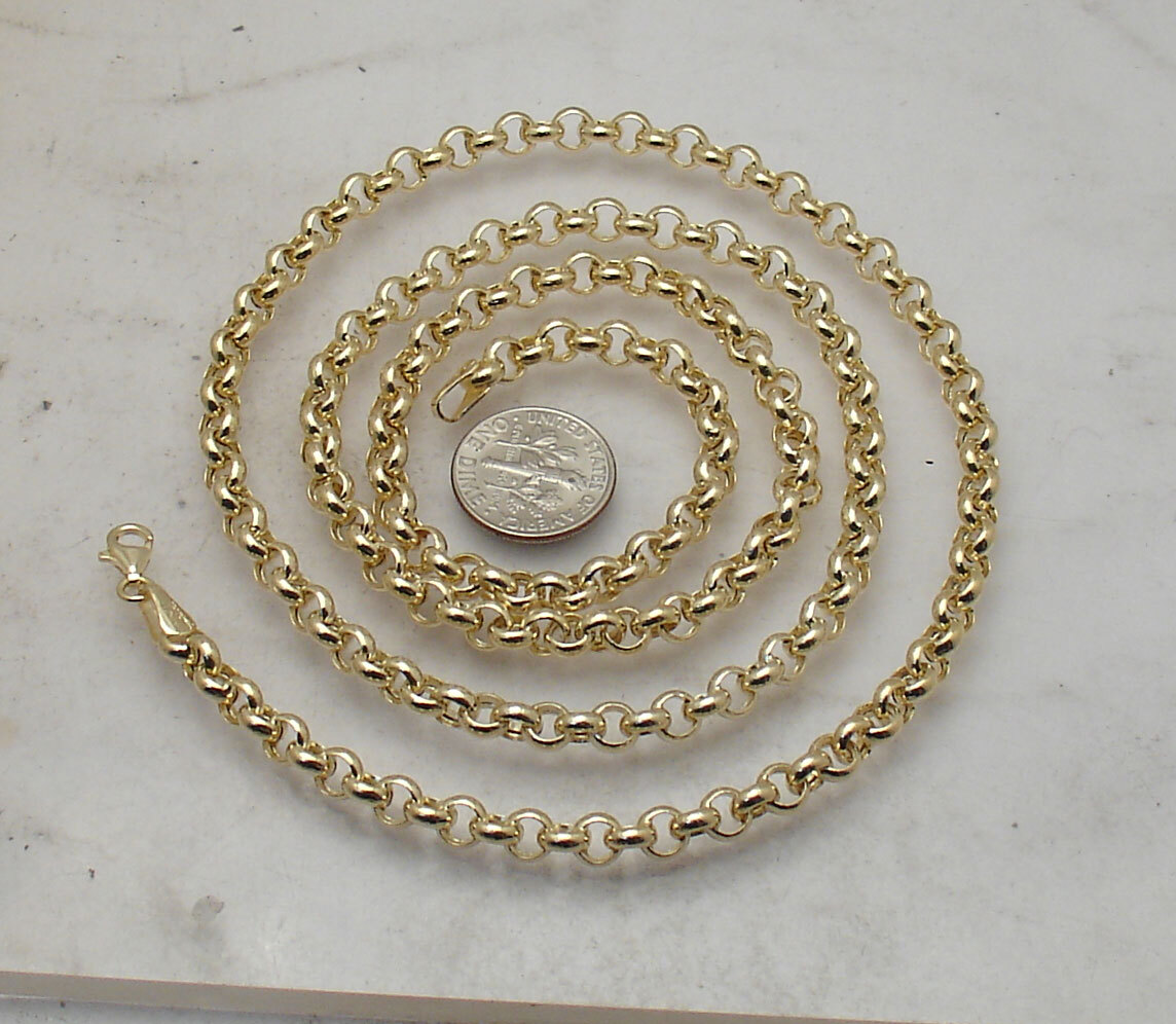 5.3mm Rolo Chain Necklace Real 14K Yellow Gold 16″ 18″, 20″, 22″, 24″ 26″ 28″ 30