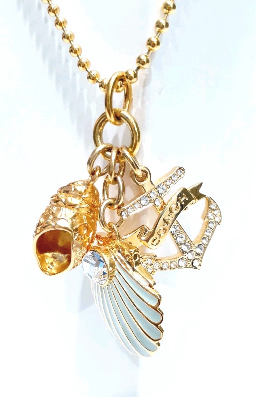 Coach Seashell Nautical Beach Charm Necklace Rare SEE DESCRIPTION Free Ship!