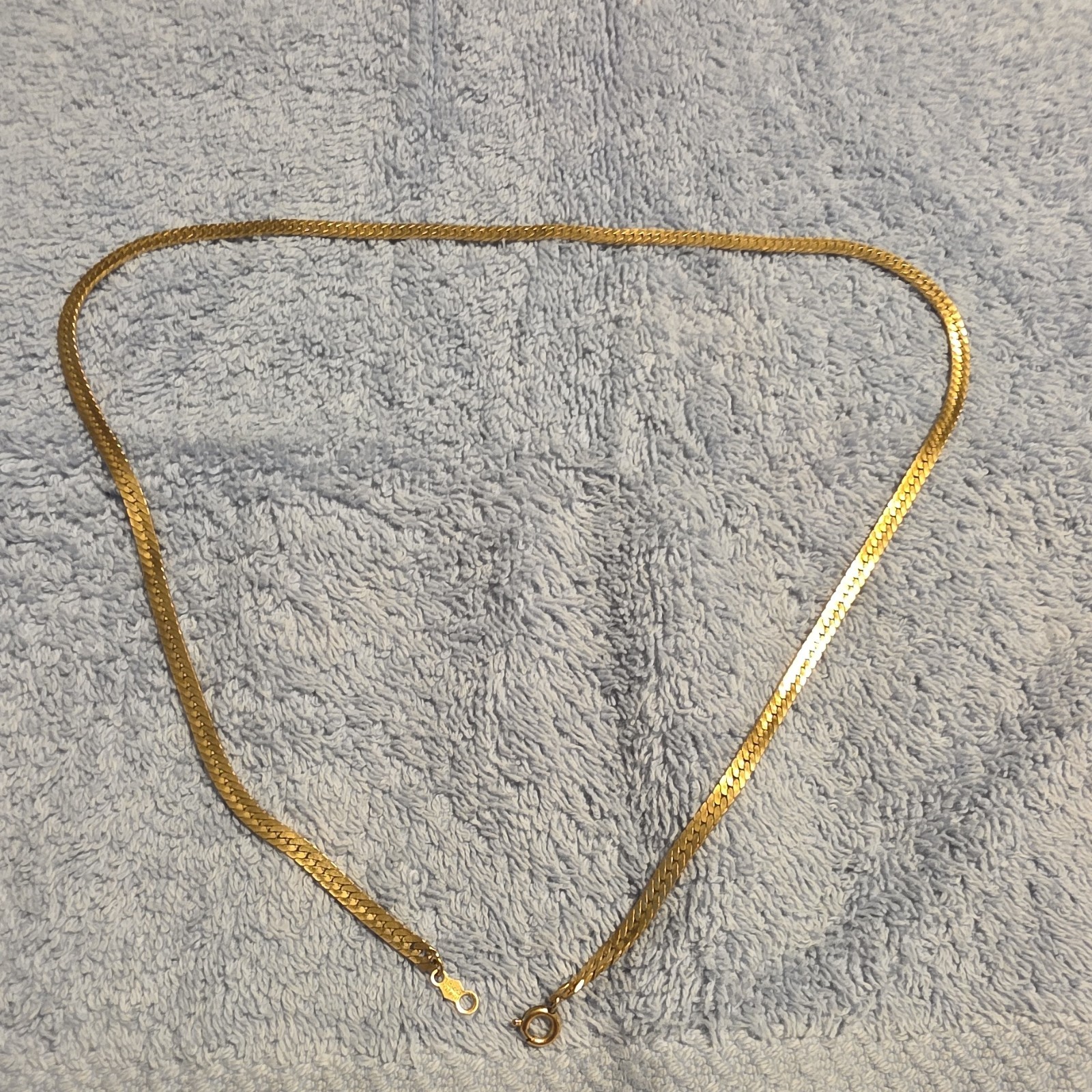 I-20 14 K GF Curb Link Chain Necklace Spring Ring Clasp 18in, 7.71 grams.