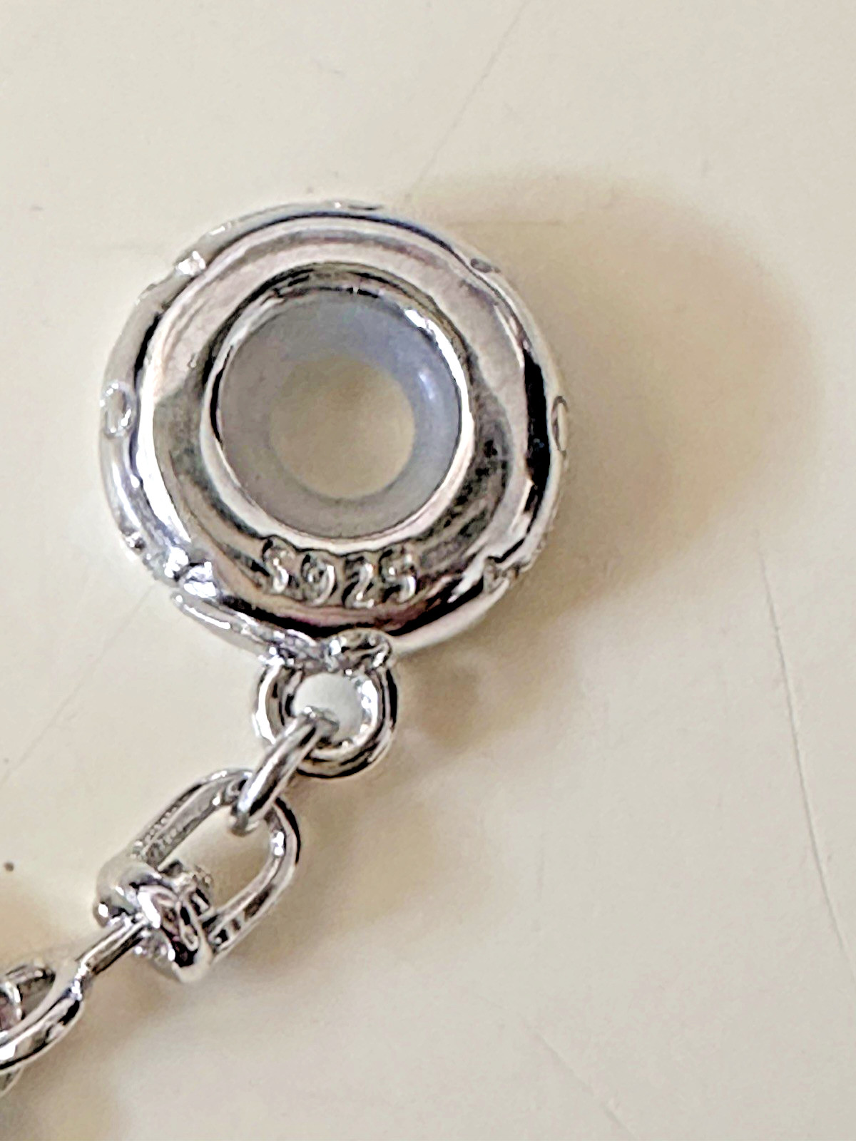 2 PANGAMA SILVER BRACELET PURPLE FLORAL CHARM WITH SAFETY CHAIN + EXTENSION NEW