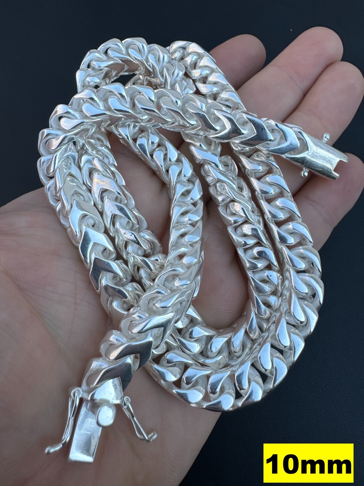 Handmade Franco Chain Necklace Real 925 Silver Box Clasp 4mm-10mm Thick Mens