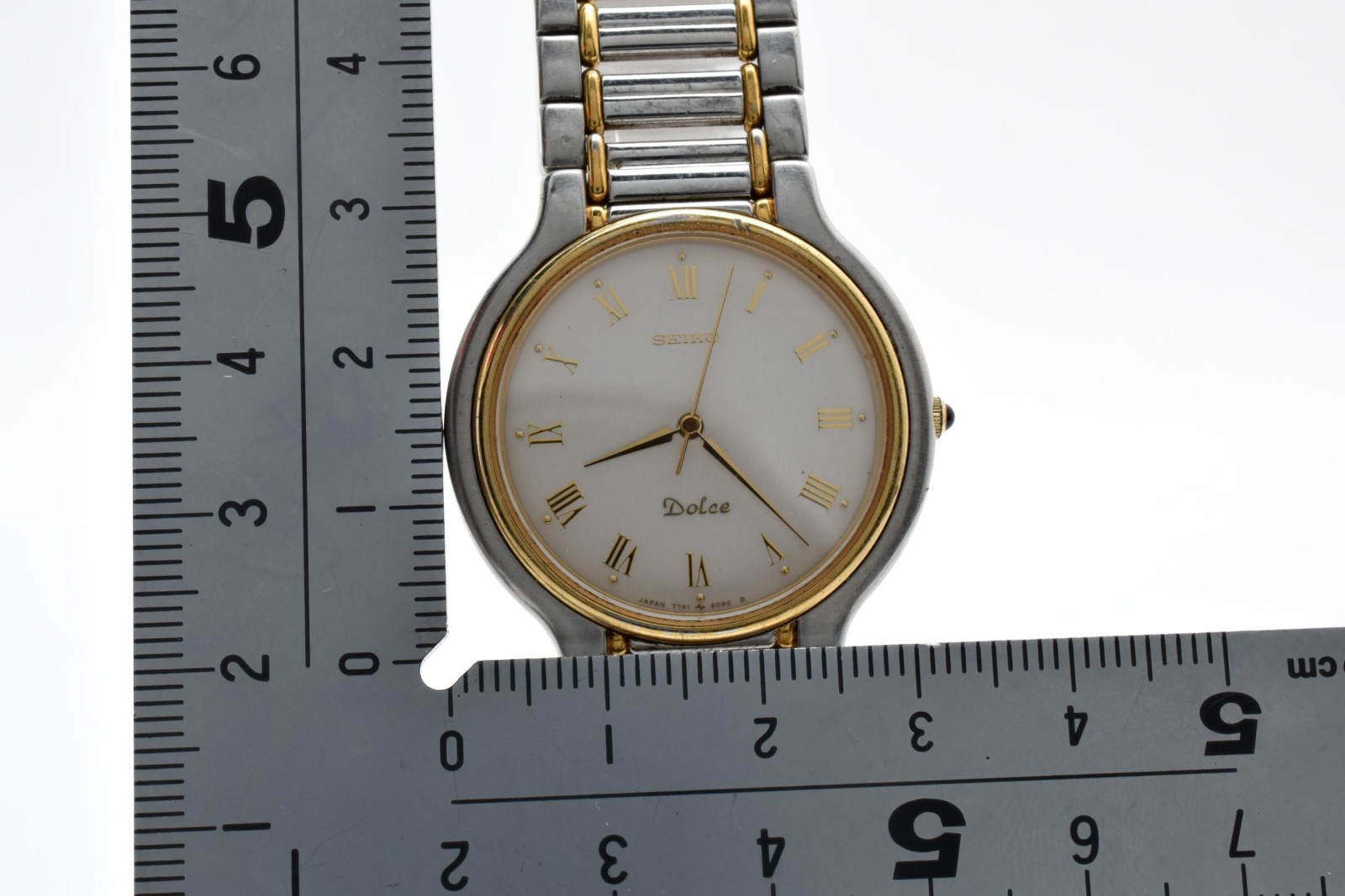 [Near Mint]Vintage SEIKO Dolce 7741-6050 Two-Tone Quartz Mens Watch JAPAN