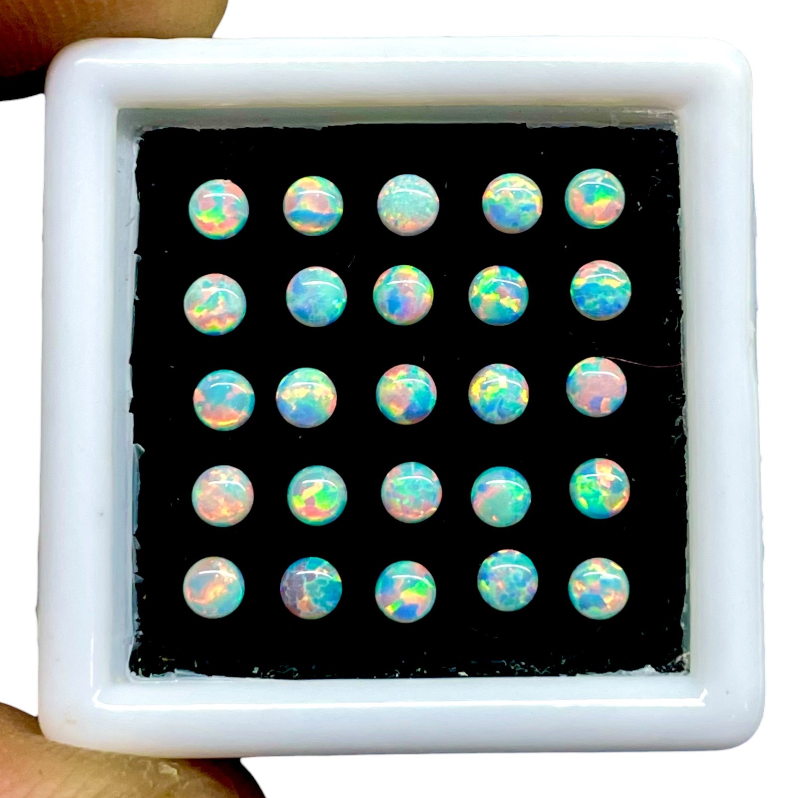 25 Pcs Australian Opal 2.5mm Round Cabochon AAA Quality Lab Created Gemstones