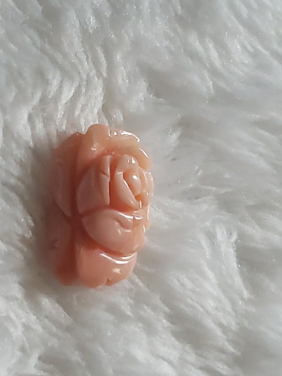 Vintage Hand Carved Pink Coral Floral Rose Loose Gem Jewelry Projects 15mm