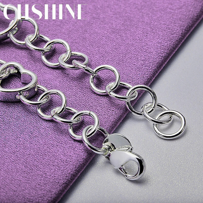 CHSHINE 925 Sterling Silver Heart Chain Bracelet Fashion High Quality Jewelry