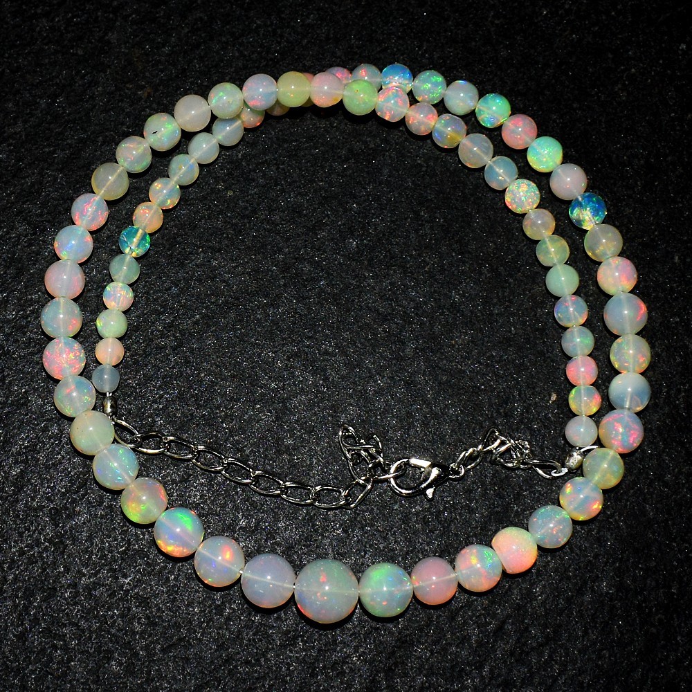 20 Inches Round Shape 83. Cts Ethiopian Opal Beaded Stunning Necklace VK 11 E711