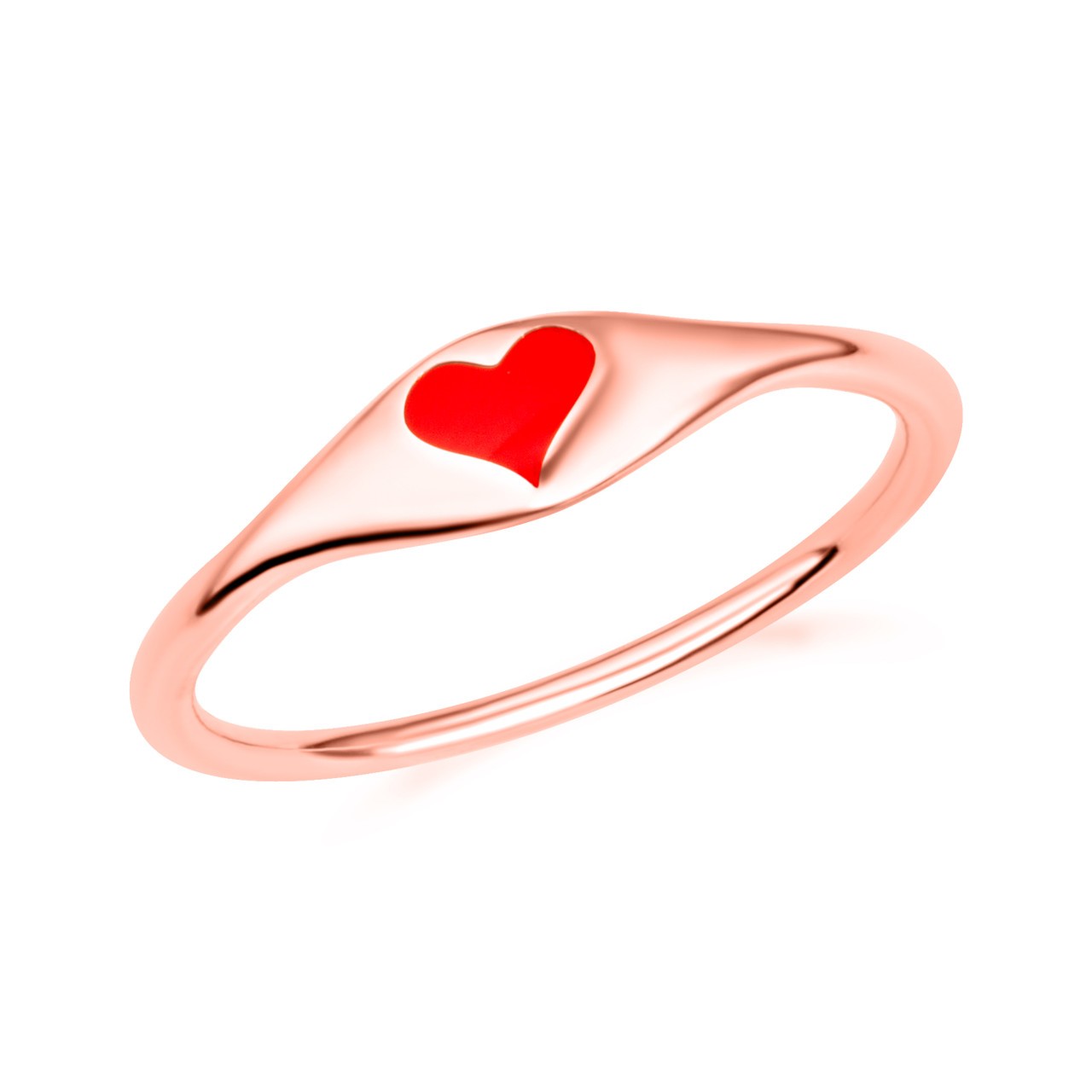 Gold Enamel Heart Love Band Ring (Available in Yellow/Rose/White Gold)
