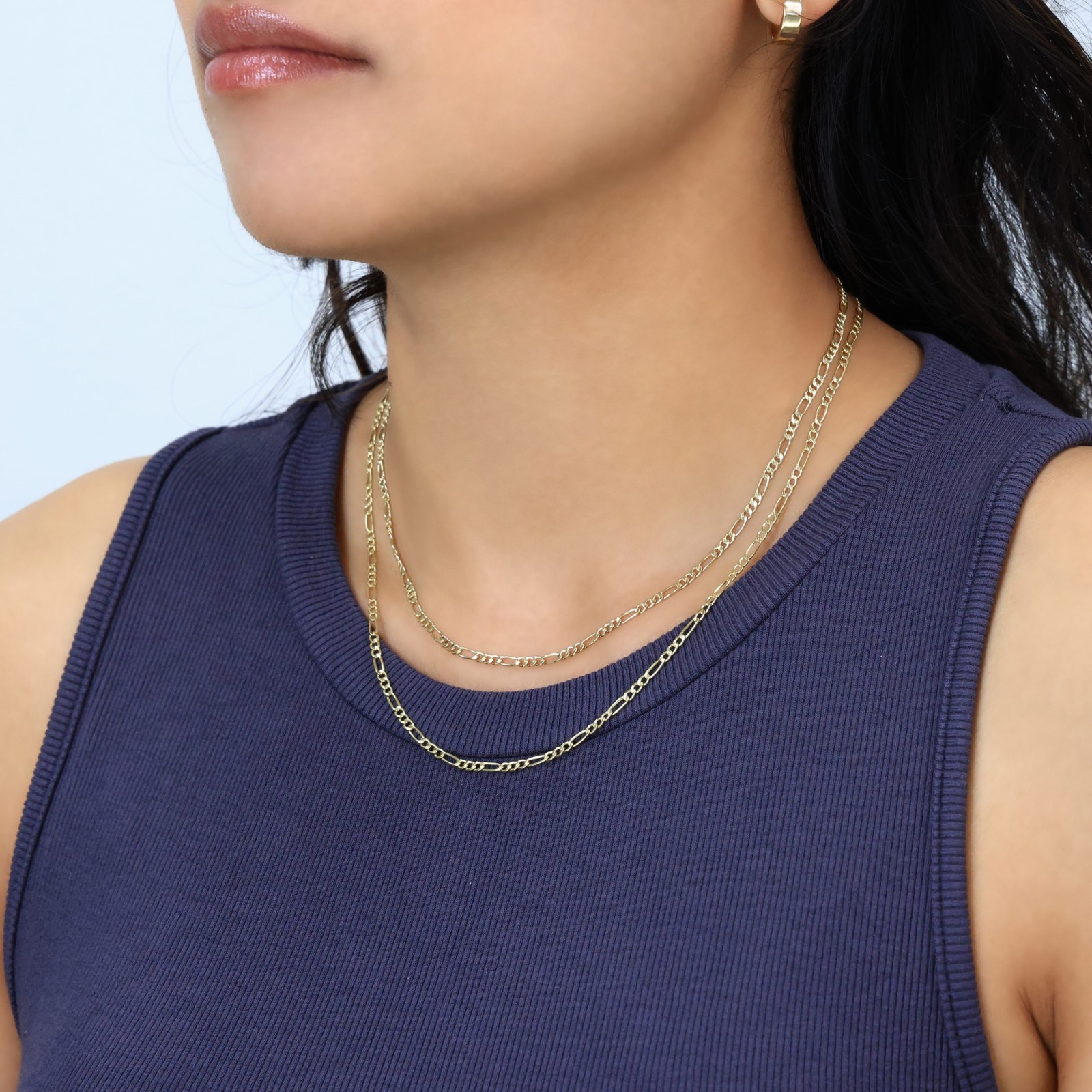 10K Yellow Gold 2.5mm Figaro Italian Chain Link Necklace Mens Women 16″-26″