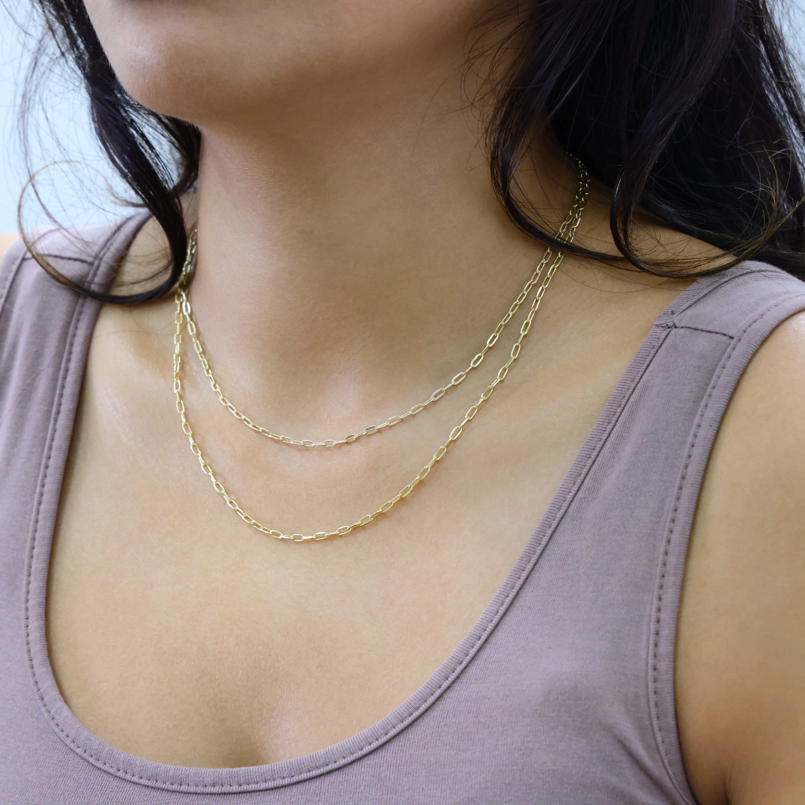 10k Yellow Gold 2mm Paperclip Chain Cable Rolo Link Necklace Womens 16″- 24″