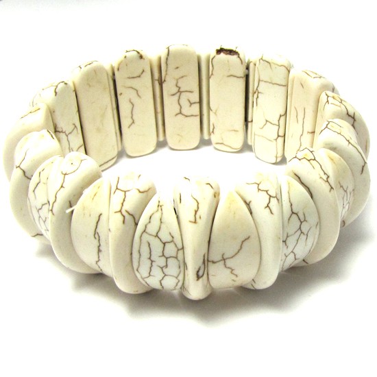 30mm white turquoise stretch bracelet 8″