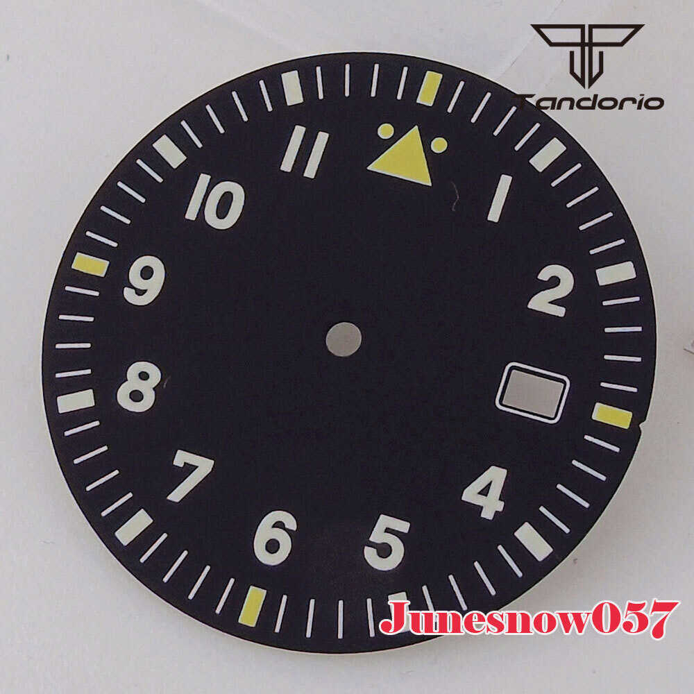 Fit Japan NH35 NH36 movement 33.5mm Sterile Black Watch Dial Orange Hand Set