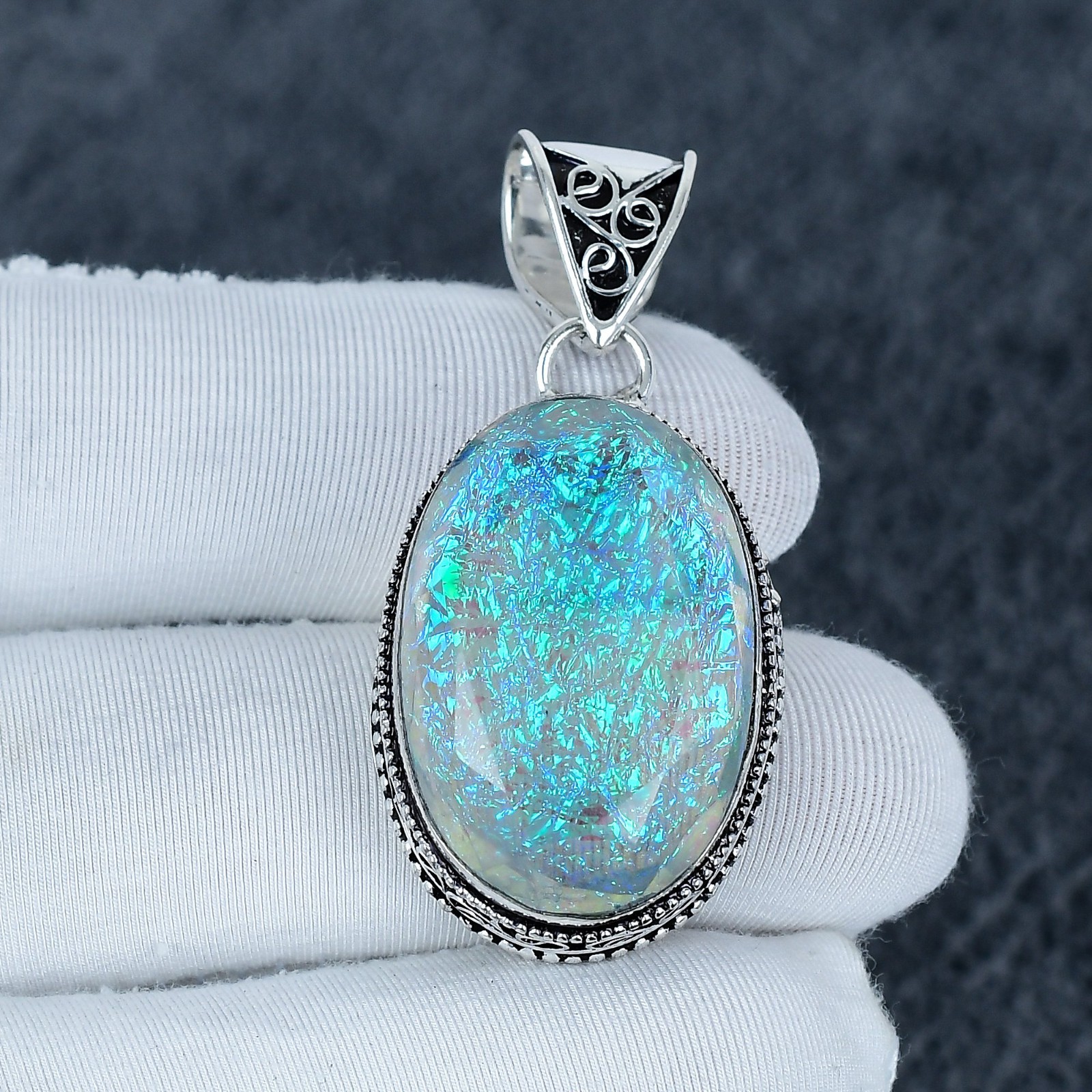 Triplet Fire Opal Pendant: 925 Sterling Silver Boho Jewelry Gift